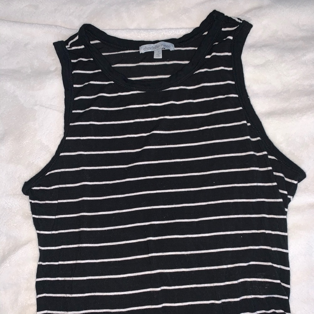 Charlotte Russe black and white striped tank